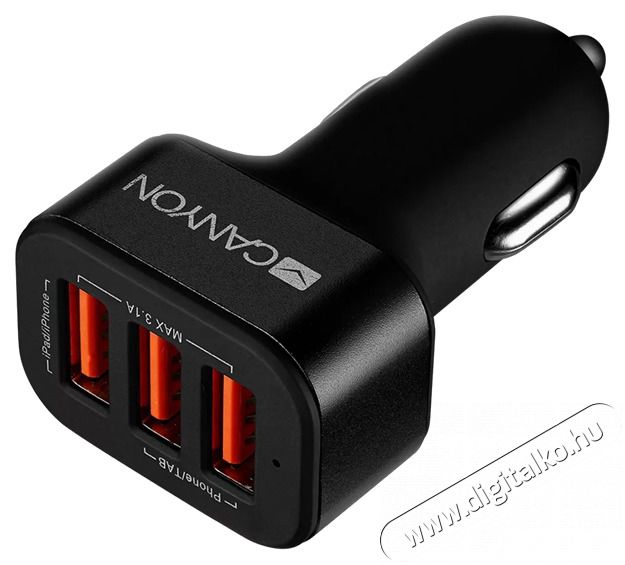 Canyon CNE-CCA06B Triple Mini univerz&aacute;lis aut&oacute;s t&ouml;ltő adapter fekete Aut&oacute;hifi / Aut&oacute; felszerel&eacute;s - Aut&oacute;s t&ouml;ltő / szivargy&uacute;jt&oacute; adapter - 515903