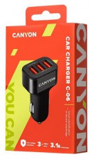 Canyon CNE-CCA06B Triple Mini univerz&aacute;lis aut&oacute;s t&ouml;ltő adapter fekete Aut&oacute;hifi / Aut&oacute; felszerel&eacute;s - Aut&oacute;s t&ouml;ltő / szivargy&uacute;jt&oacute; adapter - 515903