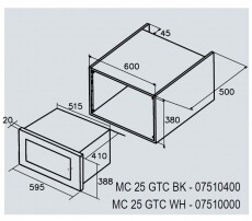Cata MC 25 GTC WH Can Roca beépíthető mikrohullámú sütő Konyhai termékek - Mikrohullámú sütő - Mikrohullámú sütő (beépíthető) - 358331