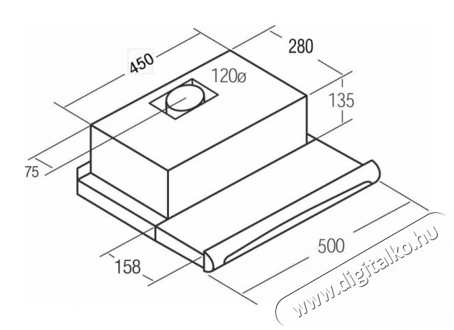 Cata TF-5250 WH/L Kihúzható páraelszívó Konyhai termékek - Páraelszívó - Beépíthető / kihúzható - 358393