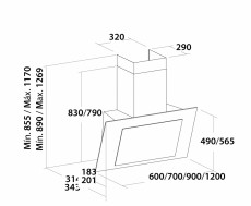 Cata Thalassa 800 XG BK/D kürtős páraelszívó - fekete Újdonságok - Új termékek - 358406