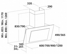 Cata THALASSA 900 XGBK/D kürtős fali páraelszívó fekete Konyhai termékek - Páraelszívó - Kürtős - 358410