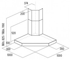 Cata ANGOLO BOX 1000 X/C sarok páraelszívó - inox Konyhai termékek - Páraelszívó - Kürtős - 358124