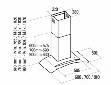 Cata GAMMA GLASS 700 GX/E LED fali páraelívó Konyhai termékek - Páraelszívó - Kürtős - 358247