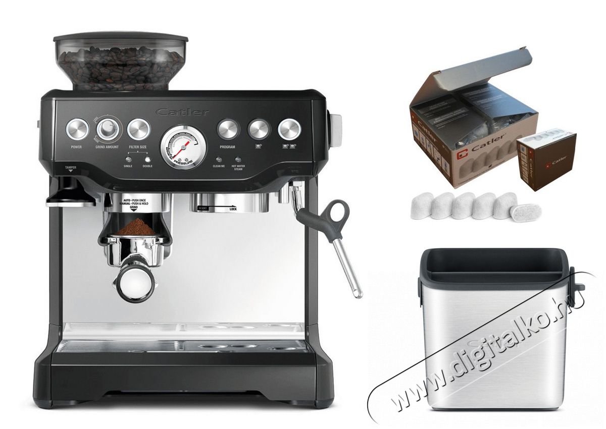 Catler ES 8013 kávéfőző Black Sezame + CF 2010 filterszett + KB 2010 kávézacc tartó Konyhai termékek - Kávéfőző / kávéörlő / kiegészítő - Presszó kávéfőző - 310215