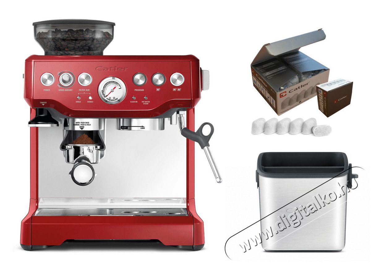 Catler ES 8013 kávéfőző Cranberry Red + CF 2010 filterszett + KB 2010 kávézacc tartó Konyhai termékek - Kávéfőző / kávéörlő / kiegészítő - Presszó kávéfőző - 310216