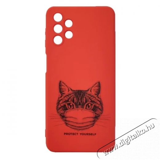 Cellect CEL-DES5-SAM-A325G-R Galaxy A32 5G piros maszkos macska mintás szilikon hátlap Mobil / Kommunikáció / Smart - Mobiltelefon kiegészítő / tok - Tok / hátlap - 394118