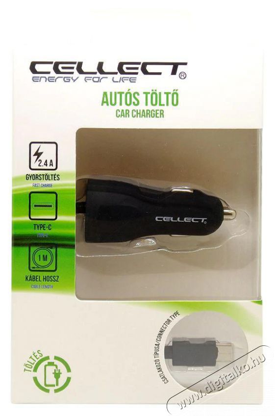Cellect 2,4A Type-C Autós töltő Autóhifi / Autó felszerelés - Autós töltő / szivargyújtó adapter - 385561