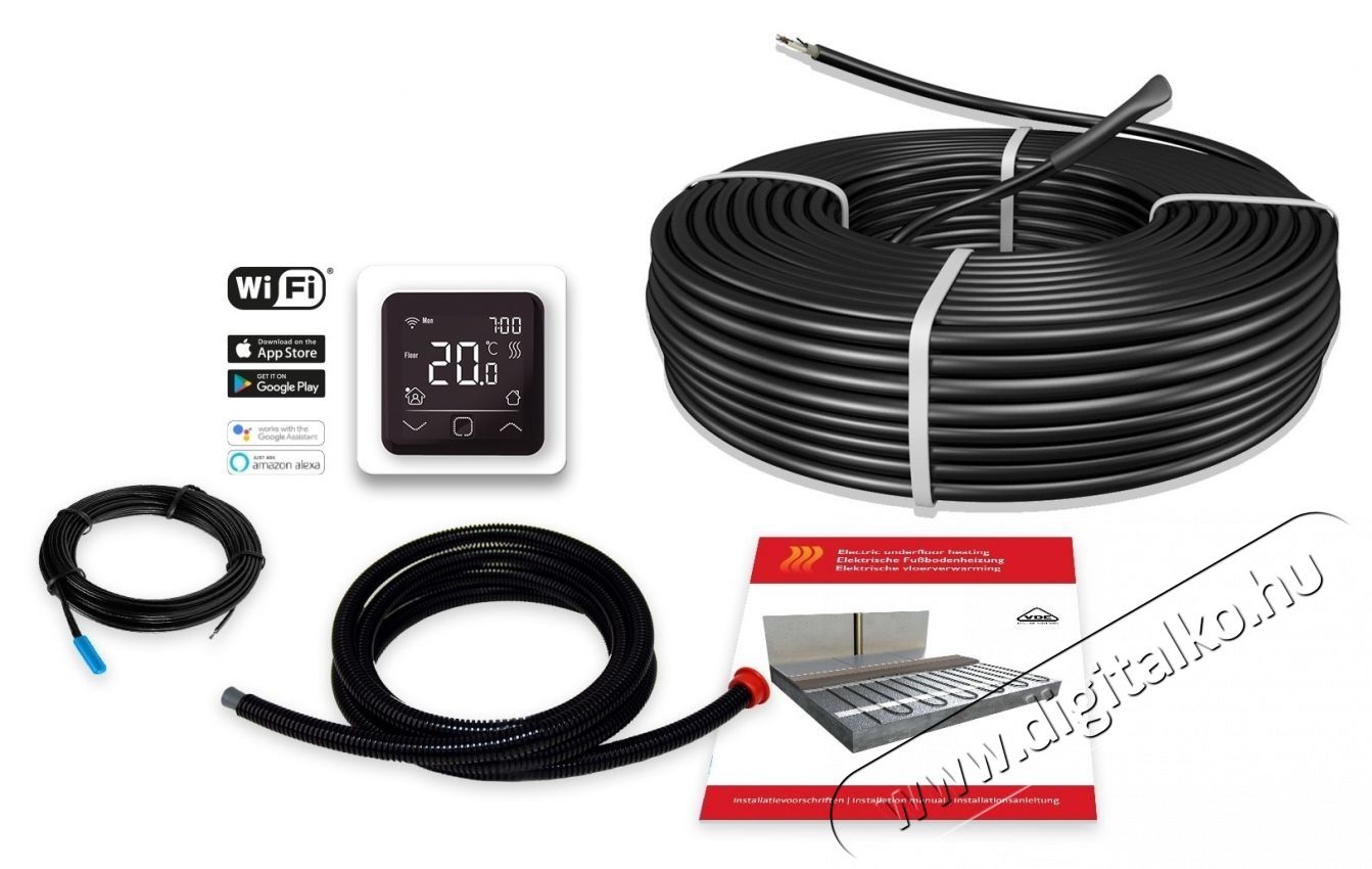 C&F Komplett padl&oacute;fűt&eacute;si k&aacute;bel csomag 20 nm, 2600 W, 152,9 ml, termoszt&aacute;t WIFI vez&eacute;rl&eacute;s C 16 H&aacute;ztart&aacute;s / Otthon / K&uuml;lt&eacute;r - Fűt&eacute;s - Hősug&aacute;rz&oacute; / fűtőtest - 536302