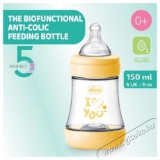 Chicco Perfect5 Anti-Colic cumis&uuml;veg, 150 ml, PP, szilikon, lass&uacute; &aacute;raml&aacute;s, Unisex, 0+ h&oacute;napos korig Sz&eacute;ps&eacute;g&aacute;pol&aacute;s / Eg&eacute;szs&eacute;g - Baba mama term&eacute;k - Cumis&uuml;veg / cumi / etet&eacute;s kieg&eacute;sz&iacute;tő - 533161