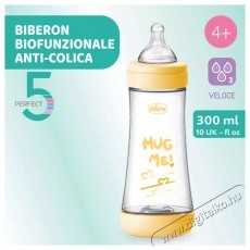 Chicco Perfect5 Anti-Colic cumis&uuml;veg, 300 ml, PP, szilikon, lass&uacute; &aacute;raml&aacute;s, Unisex, 4+ h&oacute;napos korig Sz&eacute;ps&eacute;g&aacute;pol&aacute;s / Eg&eacute;szs&eacute;g - Baba mama term&eacute;k - Cumis&uuml;veg / cumi / etet&eacute;s kieg&eacute;sz&iacute;tő - 533162