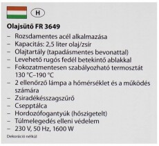 Clatronic FR 3649 Olajsütő Konyhai termékek - Konyhai kisgép (sütés / főzés / hűtés / ételkészítés) - Olajsütő - 360539
