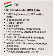 Clatronic HMS 3320 tálas mixer Konyhai termékek - Konyhai kisgép (előkészítés / feldolgozás) - Tálas mixer - 347891
