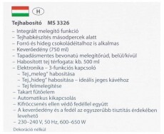 Clatronic MS 3326 tejhabosító Konyhai termékek - Kávéfőző / kávéörlő / kiegészítő - Tejhabosító - 336522