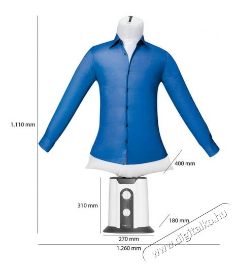 Clatronic HBB 3707 ingvasaló mannequin 2in1 - fehér-kék Háztartás / Otthon / Kültér - Vasaló - Kiegészítő - 347884