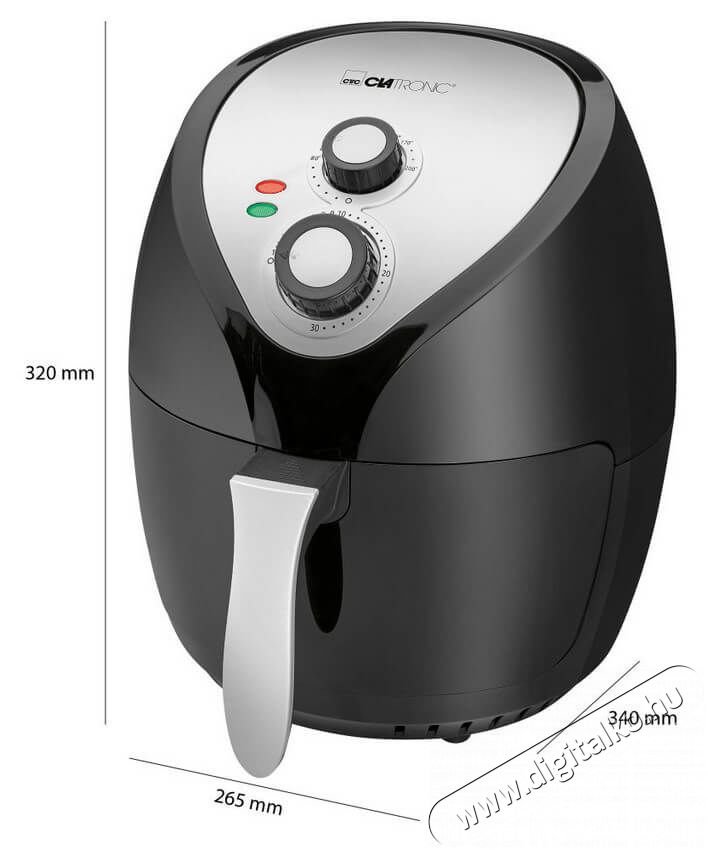 Clatronic FR 3699 H Forrólevegős sütő - fekete Konyhai termékek - Konyhai kisgép (sütés / főzés / hűtés / ételkészítés) - Légkeveréses főzőgép / elektromos kukta / multifunkciós sütő - 360540