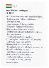 Clatronic HL 3651 Kerámia fűtőelem Háztartás / Otthon / Kültér - Fűtés - Hősugárzó / fűtőtest - 360545