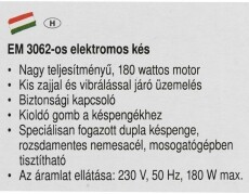 Clatronic EM 3062 elektromos kés Konyhai termékek - Konyhai kisgép (előkészítés / feldolgozás) - Elektromos kés - 322177