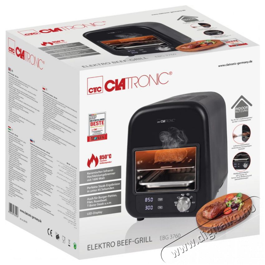 Clatronic EBG 3760 elektromos grills&uuml;tő Konyhai term&eacute;kek - S&uuml;tő-főzőlap, tűzhely (szabadon&aacute;ll&oacute;) - Mini s&uuml;tő / mini grill / mini konyha - 374749
