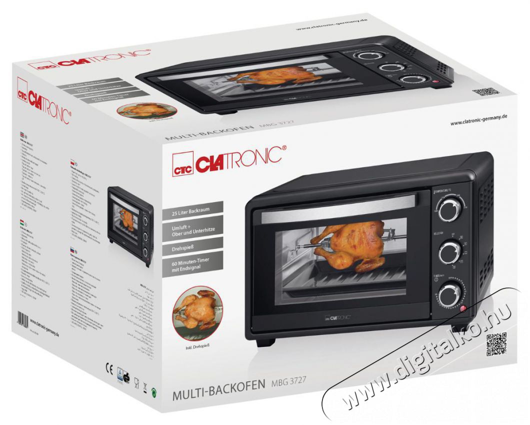 Clatronic MBG 3727 mini s&uuml;tő Konyhai term&eacute;kek - S&uuml;tő-főzőlap, tűzhely (szabadon&aacute;ll&oacute;) - Mini s&uuml;tő / mini grill / mini konyha - 374756
