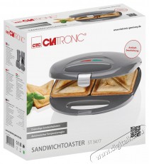 Clatronic ST 3477 szendvics sütő - szürke Konyhai termékek - Konyhai kisgép kiegészítő - Szendvics / gofri / grill sütő kiegészítő - 374761
