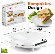 Clatronic ST 3813 fehér szendvicssütő Konyhai termékek - Konyhai kisgép (sütés / főzés / hűtés / ételkészítés) - Melegszendvics / gofri sütő - 510346