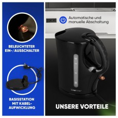 Clatronic WK 3819 fekete v&iacute;zforral&oacute; Konyhai term&eacute;kek - V&iacute;zforral&oacute; / teafőző - 513299