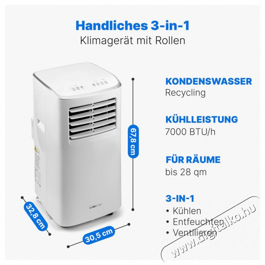 Clatronic CL 3831 feh&eacute;r mobil kl&iacute;ma H&aacute;ztart&aacute;s / Otthon / K&uuml;lt&eacute;r - Ventil&aacute;tor / L&eacute;gkondicion&aacute;l&oacute; - Mobil kl&iacute;ma - 526727