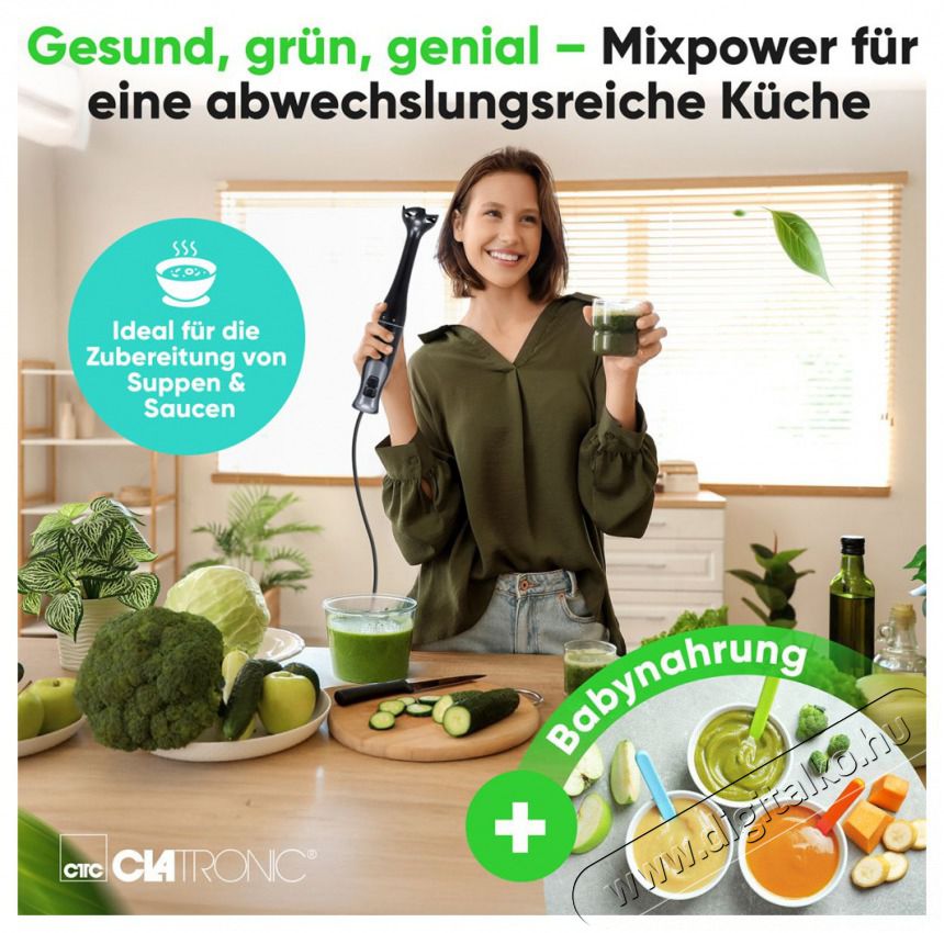 Clatronic SM 3824 fekete botmixer Konyhai term&eacute;kek - Konyhai kisg&eacute;p (elők&eacute;sz&iacute;t&eacute;s / feldolgoz&aacute;s) - Botmixer - 529149