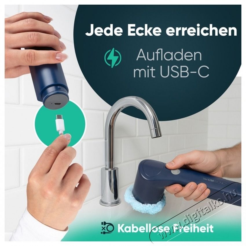 Clatronic ERB 3815 A Elektromos akkus tiszt&iacute;t&oacute;kefe H&aacute;ztart&aacute;s / Otthon / K&uuml;lt&eacute;r - Tiszt&iacute;t&oacute; / mos&oacute; - K&eacute;zi gőztiszt&iacute;t&oacute; / gőzborotva - 531145