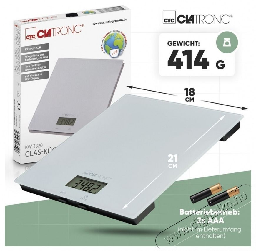 Clatronic KW 3820 feh&eacute;r &Uuml;veg konyhai m&eacute;rleg Konyhai term&eacute;kek - Konyhai m&eacute;rleg - 531157