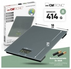 Clatronic KW 3820 szürke üveg konyhai mérleg Konyhai termékek - Konyhai mérleg - 531155