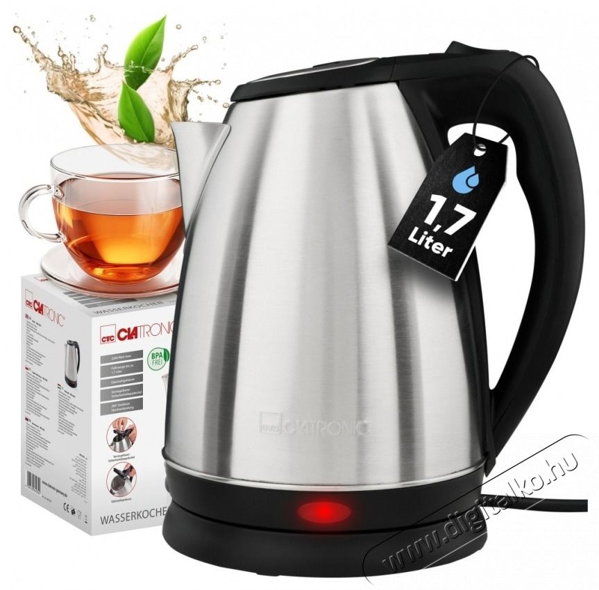 Clatronic WKS 3830 v&iacute;zforral&oacute; rozsdamentes ac&eacute;l Konyhai term&eacute;kek - V&iacute;zforral&oacute; / teafőző - 531148