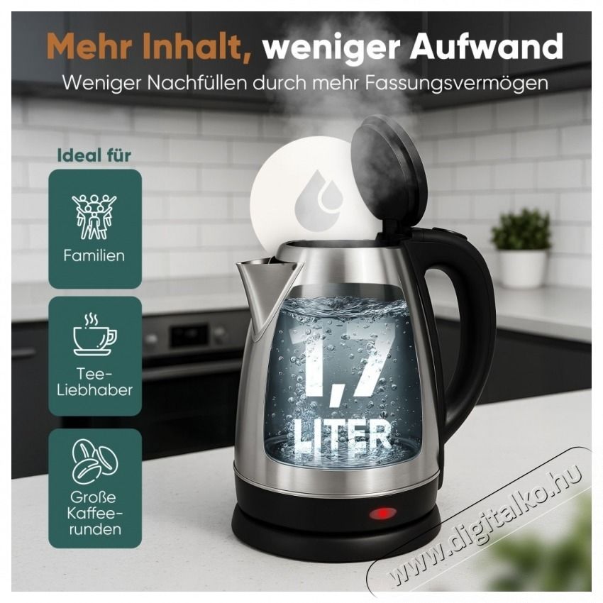 Clatronic WKS 3830 v&iacute;zforral&oacute; rozsdamentes ac&eacute;l Konyhai term&eacute;kek - V&iacute;zforral&oacute; / teafőző - 531148