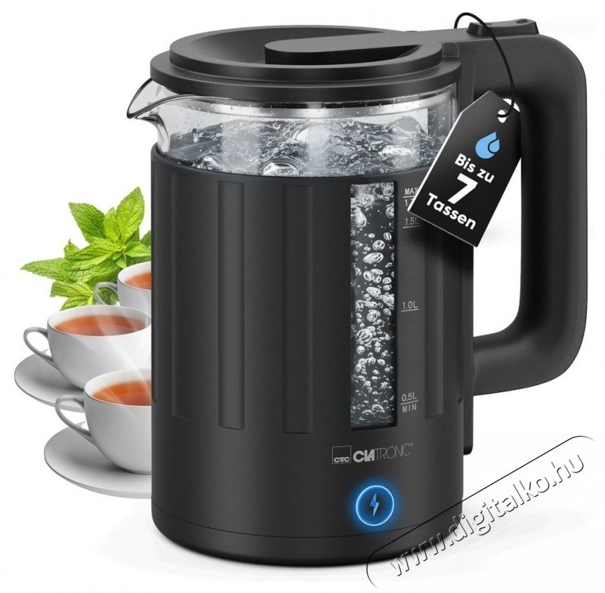 Clatronic WK 3837 G fekete v&iacute;zforral&oacute; Konyhai term&eacute;kek - V&iacute;zforral&oacute; / teafőző - 537633