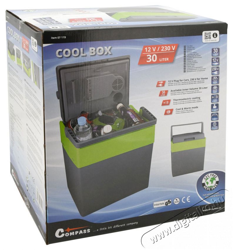 Compass aut&oacute;s hűtő 30l 230V/12V A++ Konyhai term&eacute;kek - Hűtő, fagyaszt&oacute; (szabadon&aacute;ll&oacute;) - Hordozhat&oacute; hűtőt&aacute;ska - 530608
