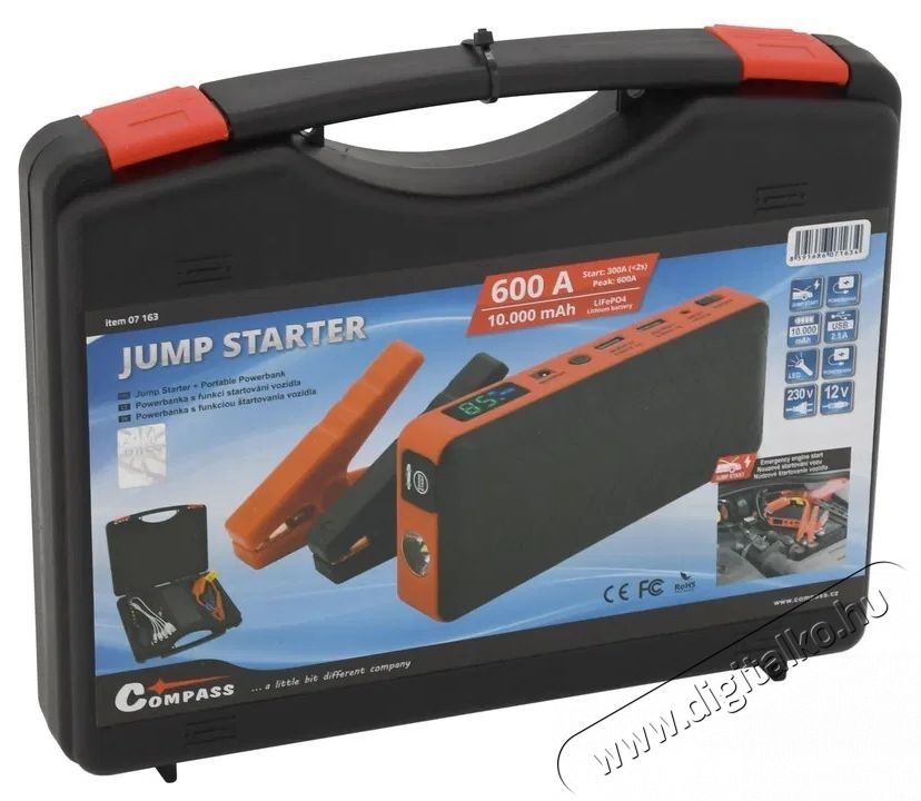 Compass Powerbank JUMP STARTER funkci&oacute;val 10.000mAh 600A ind&iacute;t&aacute;sr&aacute;seg&iacute;tő Aut&oacute;hifi / Aut&oacute; felszerel&eacute;s - Aut&oacute;s / aut&oacute;hifi kieg&eacute;sz&iacute;tő - Aut&oacute; akkumul&aacute;tor t&ouml;ltő - 531720