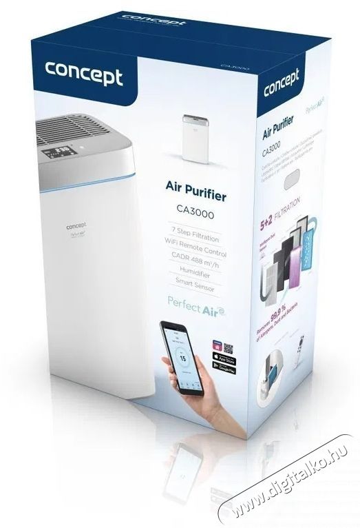 Concept CA3000 Perfect Air Smart p&aacute;r&aacute;s&iacute;t&oacute;val l&eacute;gtiszt&iacute;t&oacute; Sz&eacute;ps&eacute;g&aacute;pol&aacute;s / Eg&eacute;szs&eacute;g - L&eacute;gtiszt&iacute;t&oacute; / p&aacute;r&aacute;s&iacute;t&oacute; / p&aacute;r&aacute;tlan&iacute;t&oacute; - L&eacute;gtiszt&iacute;t&oacute; - 531721