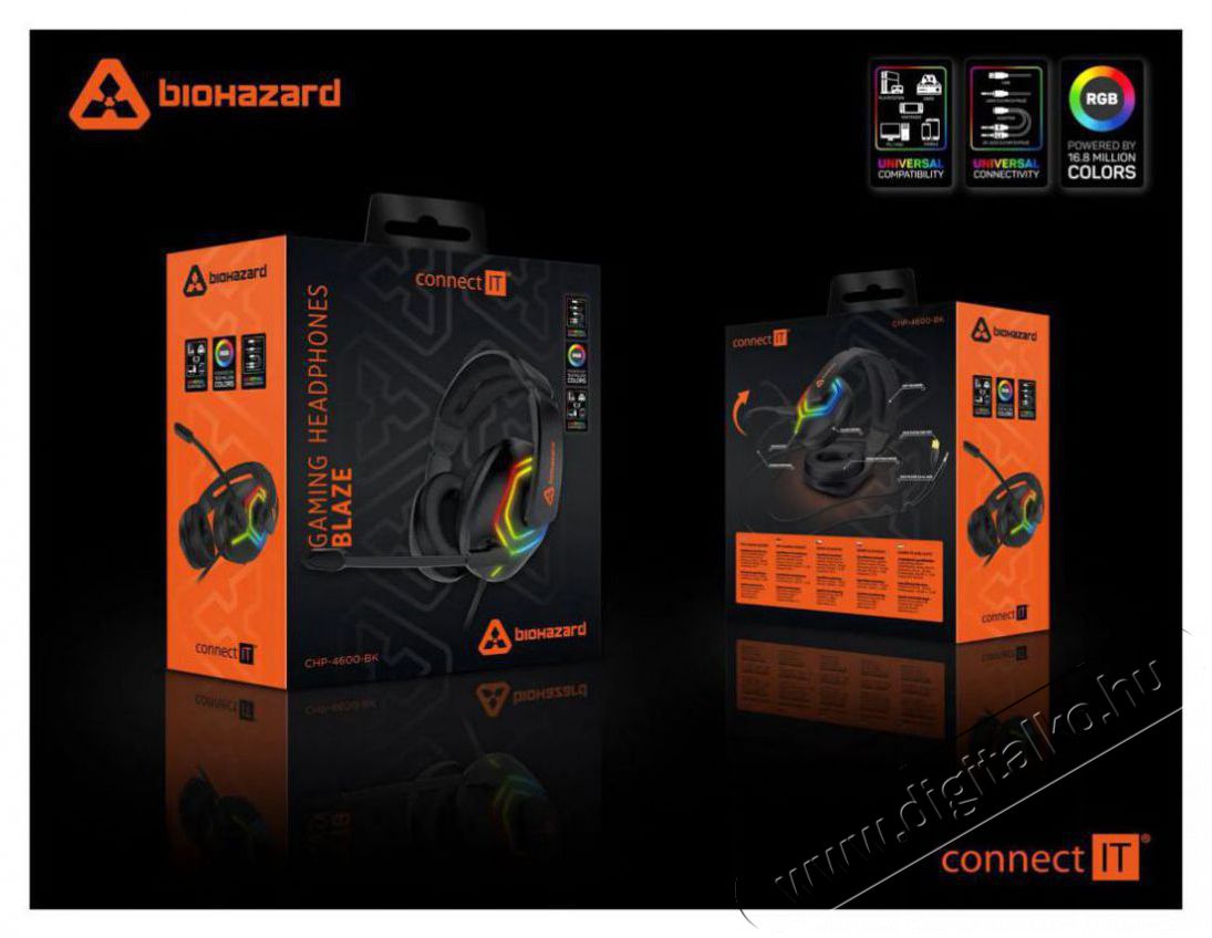CONNECT IT CHP-4600-BK BIOHAZARD Audio-Video / Hifi / Multim&eacute;dia - F&uuml;l &eacute;s Fejhallgat&oacute;k - Fejhallgat&oacute; mikrofonnal / headset - 518640