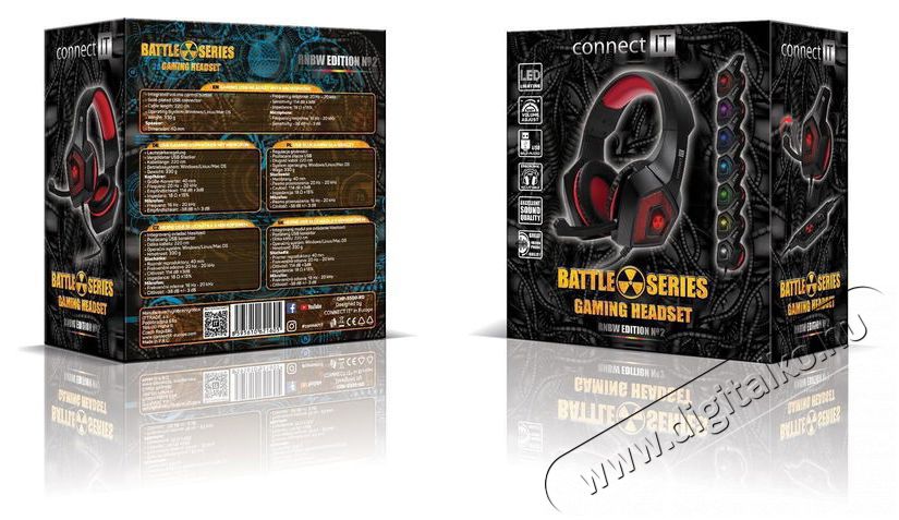 CONNECT IT CHP-5500-RD BATTLE RNBW Ed. 2 Gaming Headset, red Audio-Video / Hifi / Multim&eacute;dia - F&uuml;l &eacute;s Fejhallgat&oacute;k - Fejhallgat&oacute; mikrofonnal / headset - 518635