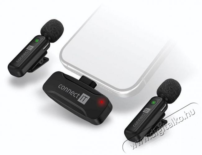 CONNECT IT Wireless Lavalier USB-C (2 db + receiver) k&eacute;szlet Fot&oacute;-Vide&oacute; kieg&eacute;sz&iacute;tők - Mikrofon - Cs&iacute;ptetős, fej &eacute;s kitűző mikrofon - 524569