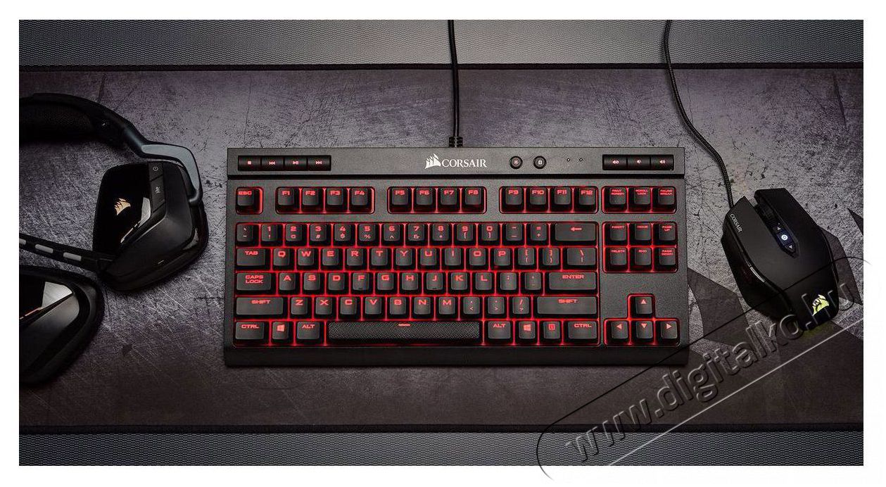 Corsair Gaming K63 Fekete-Piros LED Cherry MX Piros Gamer billentyűzet Iroda &eacute;s sz&aacute;m&iacute;t&aacute;stechnika - Billentyűzet / billentyűzet szett - Vezet&eacute;kes - 368856