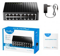 CUDY FS1016D 10/100 Mbps fekete 16 portos asztali switch Iroda és számítástechnika - Hálózat - Switch - 500335