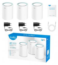 CUDY M1300(3-Pack) kétsávos AC1200 WIFI MESH fehér gigabit router (3db-os szett) Iroda és számítástechnika - Hálózat - Router - 500339