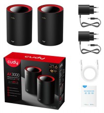 CUDY M3000(2-Pack) kétsávos AX3000 WIFI6 MESH fekete 2,5 gigabit router (2db-os szett) Iroda és számítástechnika - Hálózat - Router - 507354