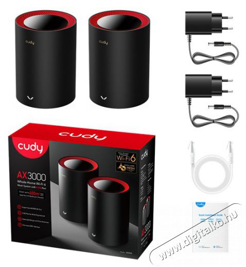 CUDY M3000(2-Pack) kétsávos AX3000 WIFI6 MESH fekete 2,5 gigabit router (2db-os szett) Iroda és számítástechnika - Hálózat - Router - 507354
