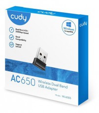 CUDY WU650 kétsávos AC650 WIFI USB mini fekete adapter Tv kiegészítők - Wi-Fi adapter - 507420