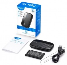 CUDY MF4 4G LTE MOBILE hordozhat&oacute; WIFI fekete router Iroda &eacute;s sz&aacute;m&iacute;t&aacute;stechnika - H&aacute;l&oacute;zat - Router - 497026