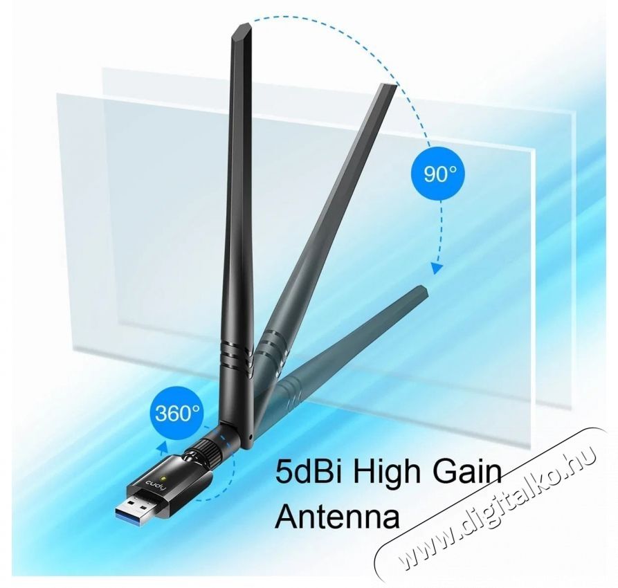 CUDY AC1300 High Gain USB Wi-Fi Adapter Tv kieg&eacute;sz&iacute;tők - Wi-Fi adapter - 532525