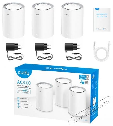 CUDY AX3000 Wi-Fi 6 Mesh 2,5Gb Solution, feh&eacute;r (3-pack) WiFi rendszer Tv kieg&eacute;sz&iacute;tők - Wi-Fi adapter - 532527